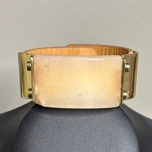 Intropia Gold and Tan Leather Stone Bracelet